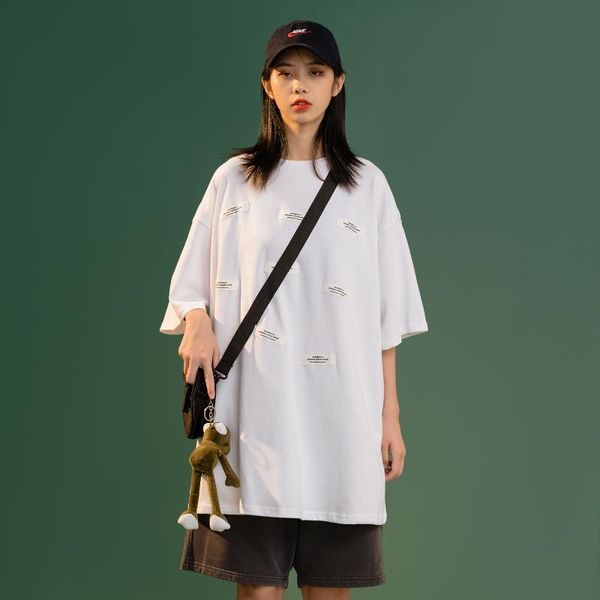 women's t-shirt label pattern clothing 2021 summer plus size tee minimalism short sleeve harajuku personality clothes, White
women's t-shirt label pattern clothing 2021 summer plus size tee minimalism short sleeve harajuku personality clothes, White