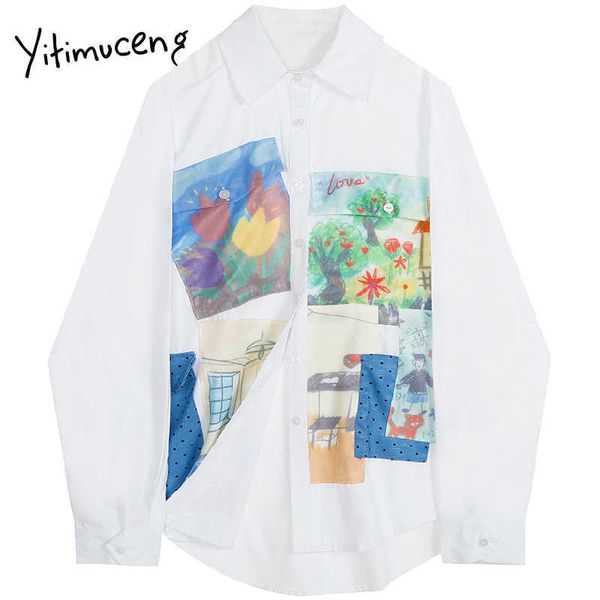 yitimuceng print blouse women button shirt loose spring korean long sleeve turn-down collar single breasted casual 210601, White
yitimuceng print blouse women button shirt loose spring korean long sleeve turn-down collar single breasted casual 210601, White