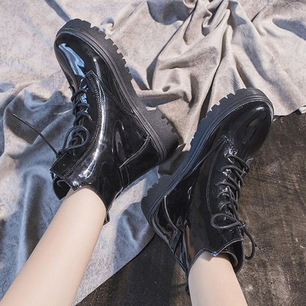 boots lace-up short women casual slip-on square heel riding equestrian pu leather ladies shoes booties botas mujer, Black
boots lace-up short women casual slip-on square heel riding equestrian pu leather ladies shoes booties botas mujer, Black