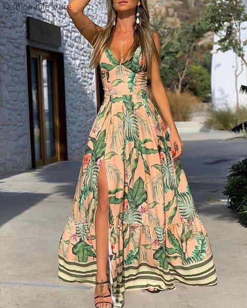 Spaghetti Strap Deep V Women Dresses High Waist Print Slit Chiffon Maxi Dress, Black;gray
Spaghetti Strap Deep V Women Dresses High Waist Print Slit Chiffon Maxi Dress, Black;gray