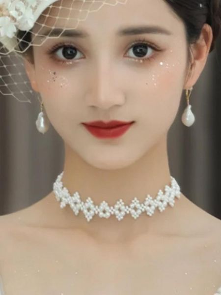 chokers bride choker pearl necklace, Golden;silver
chokers bride choker pearl necklace, Golden;silver