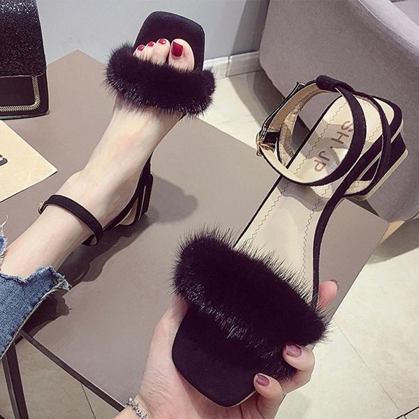 net celebrity solid fur sandals women slippers summer shoes buckle band sandalias chic chunky heels femmes sandales 2021, Black
net celebrity solid fur sandals women slippers summer shoes buckle band sandalias chic chunky heels femmes sandales 2021, Black