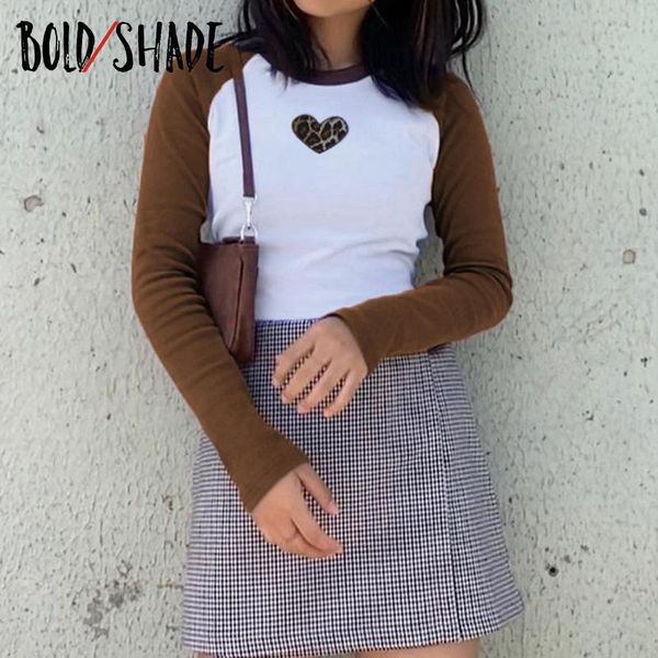 bold shade 90s vintage indie aesthetic crop long sleeve leopard heart print preppy style t shirts women brown patchwork tees women's t-, White
bold shade 90s vintage indie aesthetic crop long sleeve leopard heart print preppy style t shirts women brown patchwork tees women's t-, White