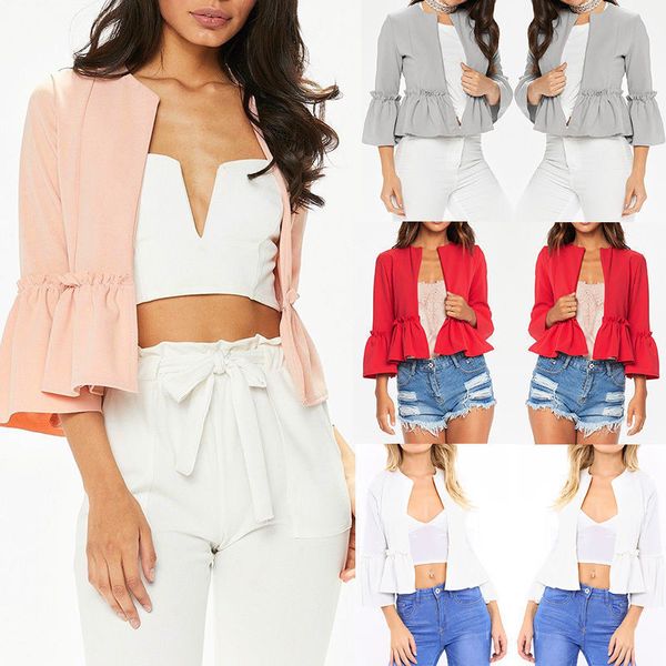 exquisite high-end suit spring ruffle flared sleeves solid women's blazer, White;black
exquisite high-end suit spring ruffle flared sleeves solid women's blazer, White;black