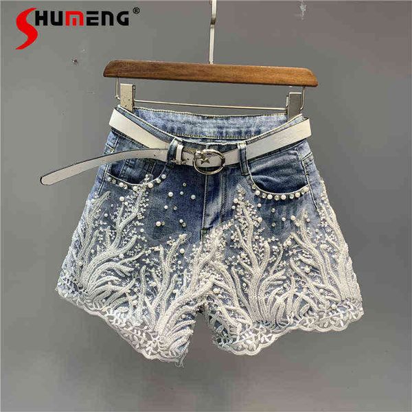summer beads s lace flower ladies denim shorts women european high waist washed pants fashion stretchy jeans 211129, Blue
summer beads s lace flower ladies denim shorts women european high waist washed pants fashion stretchy jeans 211129, Blue