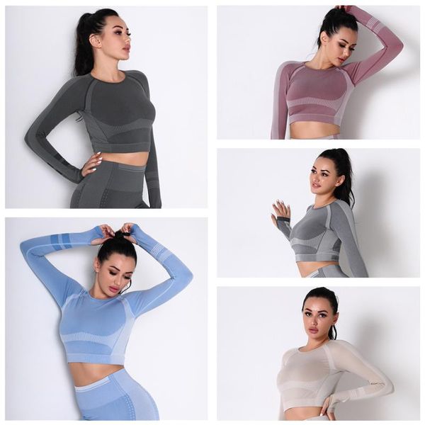 yoga outfit women long sleeve running shirts exposed navel t stripe sports quick dry fitness gym crop sport wear
yoga outfit women long sleeve running shirts exposed navel t stripe sports quick dry fitness gym crop sport wear