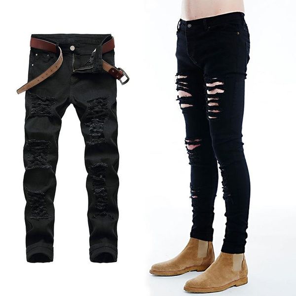 men's jeans ripped casual all -matching slim fit skinny pants, Blue