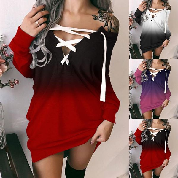 casual dresses 2021 women autumn solid color long sleeve deep v neck front lacing midi pullover sweatshirt chic concise shirt dres, Black;gray
casual dresses 2021 women autumn solid color long sleeve deep v neck front lacing midi pullover sweatshirt chic concise shirt dres, Black;gray