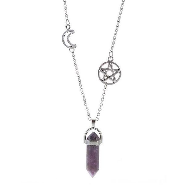 pendant necklaces multi layered necklace hexagonal gothic reiki natural stone moon supernatural pentagram women bijoux, Silver
pendant necklaces multi layered necklace hexagonal gothic reiki natural stone moon supernatural pentagram women bijoux, Silver