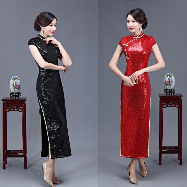 lady elegant exquisite sequins qipao vintage button trim chinese formal party dress temperament cheongsam slim banquet gown ethnic clot, Red
lady elegant exquisite sequins qipao vintage button trim chinese formal party dress temperament cheongsam slim banquet gown ethnic clot, Red