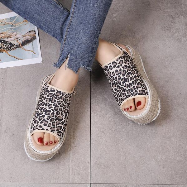 sandals summer leopard slope straw high-heeled women's fashion large size fish mouth bohemia, Black
sandals summer leopard slope straw high-heeled women's fashion large size fish mouth bohemia, Black
