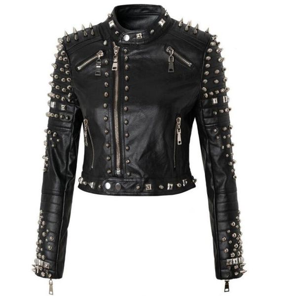 women's leather & faux 2022 spring willow nail motorcycle jacket female punk style stand collar multi zipperwas thin motorcyle coat, Black
women's leather & faux 2022 spring willow nail motorcycle jacket female punk style stand collar multi zipperwas thin motorcyle coat, Black