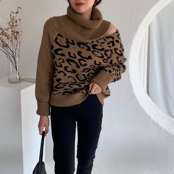 women's sweaters leopard sweaters patchwork turtleneck sweater women off shoulder color block knitted long sleeve pullovers w, White;black
women's sweaters leopard sweaters patchwork turtleneck sweater women off shoulder color block knitted long sleeve pullovers w, White;black
