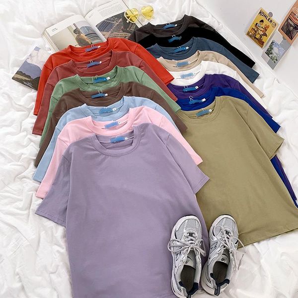women's t-shirt summer basic solid color loose slimming and all-matching round neck short sleeve bottoming shirt for women, White
women's t-shirt summer basic solid color loose slimming and all-matching round neck short sleeve bottoming shirt for women, White