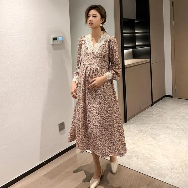 spring chic ins floral printed chiffon maternity long dress elegant loose clothes for pregnant women pregnancy dresses, White
spring chic ins floral printed chiffon maternity long dress elegant loose clothes for pregnant women pregnancy dresses, White