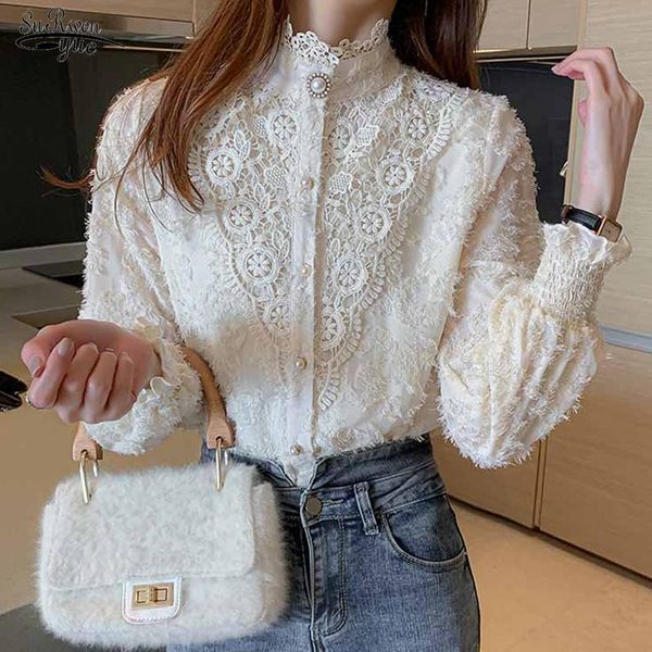 women's blouses & shirts autumn stand collar tassel stitching lace blouse hollow out flower shirt loose long sleeve blusas 16556, White
women's blouses & shirts autumn stand collar tassel stitching lace blouse hollow out flower shirt loose long sleeve blusas 16556, White