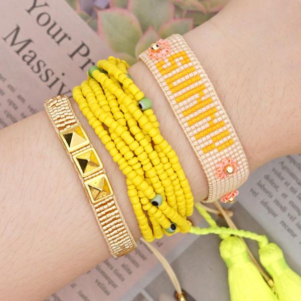 beaded, strands bohemian yellow bracelet female accessories multi-layer tassel woven miyuki rice beads bracelets evil eye handmade jewelry, Black
beaded, strands bohemian yellow bracelet female accessories multi-layer tassel woven miyuki rice beads bracelets evil eye handmade jewelry, Black