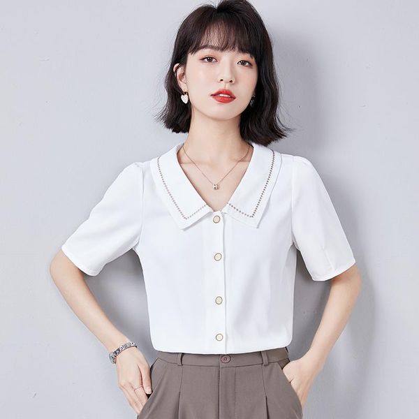 women's blouses & shirts summer korean fashion chiffon women office lady shirt and blouse short sleeve womens plus size xxxl blusa fem, White
women's blouses & shirts summer korean fashion chiffon women office lady shirt and blouse short sleeve womens plus size xxxl blusa fem, White