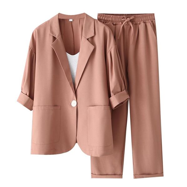 women's two piece pants two-piece suit female fashion temperament casual thin blazer set women clothes professional for, White
women's two piece pants two-piece suit female fashion temperament casual thin blazer set women clothes professional for, White