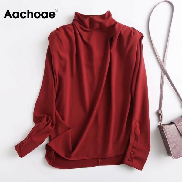 aachoae stylish turtleneck satin blouse women long sleeve elegant tunic shirt office ladies solid color pleated 210413, White
aachoae stylish turtleneck satin blouse women long sleeve elegant tunic shirt office ladies solid color pleated 210413, White