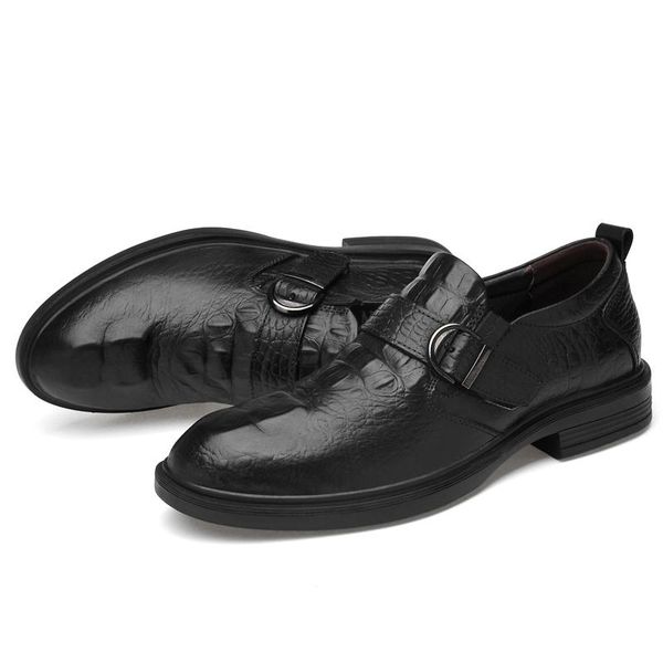 men's office business shoes lazy belt buckle elegant gentleman's leather crocodile pattern light soft dress, Black
men's office business shoes lazy belt buckle elegant gentleman's leather crocodile pattern light soft dress, Black