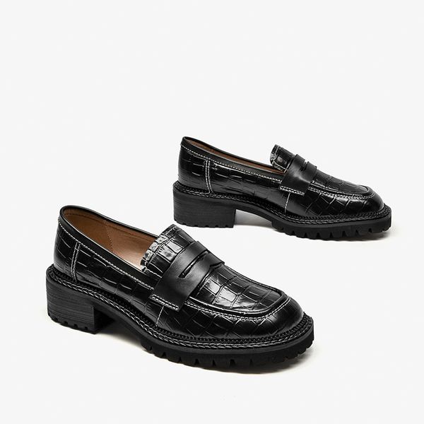 Dress shoes Penny Loafers Women Cow Leather Platform Shoes Stone Pattern Round Toe Double Sewing Ladies Flats Handmade 27729, Black
Dress shoes Penny Loafers Women Cow Leather Platform Shoes Stone Pattern Round Toe Double Sewing Ladies Flats Handmade 27729, Black