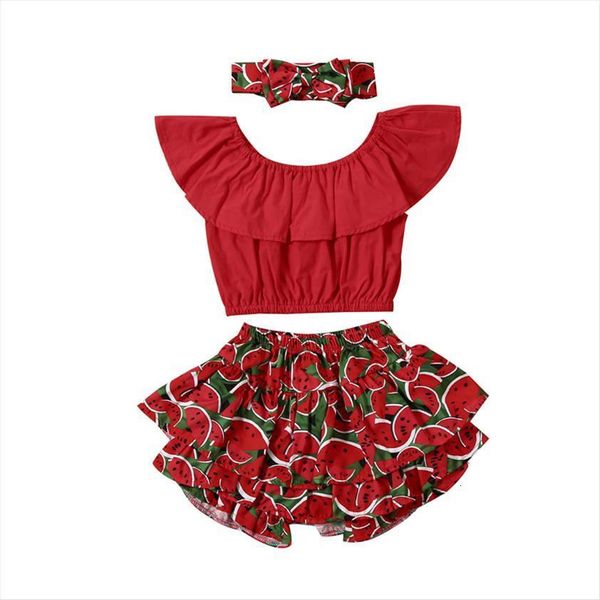 summer fashion toddlers kid baby girls clothes set ruffle crop watermelon shorts headband 3pcs children outfits, White
summer fashion toddlers kid baby girls clothes set ruffle crop watermelon shorts headband 3pcs children outfits, White