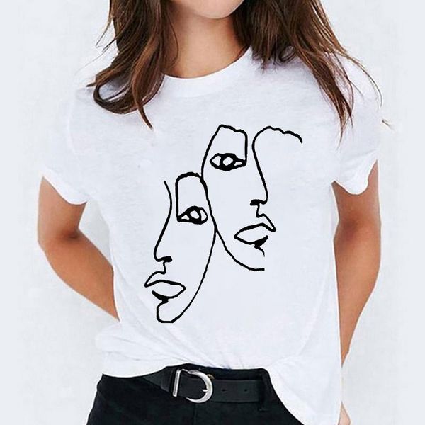 women's t-shirt tshirt women 2021 short sleeve abstract lines printed letter for summer t shirt oversize femme wear couple clothes, White
women's t-shirt tshirt women 2021 short sleeve abstract lines printed letter for summer t shirt oversize femme wear couple clothes, White