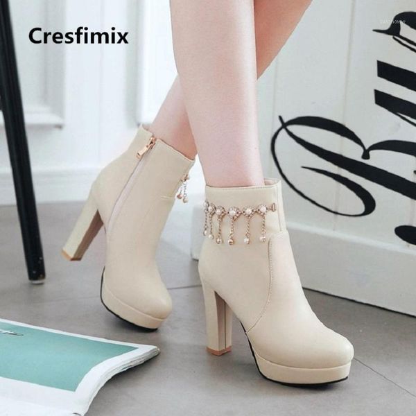 women fashion comfortable beige pu leather high heel mid calf boots lady casual stylish crystal shoes autumn e2333, Black 
women fashion comfortable beige pu leather high heel mid calf boots lady casual stylish crystal shoes autumn e2333, Black