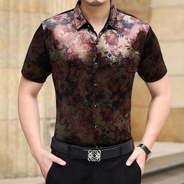 men's casual shirts silk mens short sleeve fashion floral shirt male business slim fit velvet soft thin size s-3xl, White;black
men's casual shirts silk mens short sleeve fashion floral shirt male business slim fit velvet soft thin size s-3xl, White;black