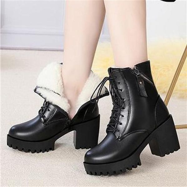 boots fashion genuine leather snow women's high heel shoe non-slip wool warm winter sneakers military large size 35-42, Black
boots fashion genuine leather snow women's high heel shoe non-slip wool warm winter sneakers military large size 35-42, Black