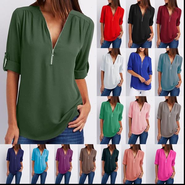 yrrety summer women shirt long sleeve chiffon blouse zipper deep v neck ladies office blouses plus, White
yrrety summer women shirt long sleeve chiffon blouse zipper deep v neck ladies office blouses plus, White