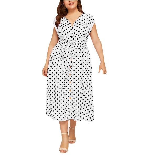 women's casual plus size v-neck sleeveless dresses polka dot printed button belt dress female robe 2021 hit clothes sets, Black;gray
women's casual plus size v-neck sleeveless dresses polka dot printed button belt dress female robe 2021 hit clothes sets, Black;gray