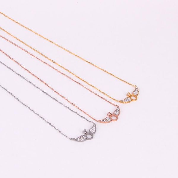 pendant necklaces fashion stainless steel love crystal zircon angel wing necklace rose gold color women party wedding gift, Silver
pendant necklaces fashion stainless steel love crystal zircon angel wing necklace rose gold color women party wedding gift, Silver