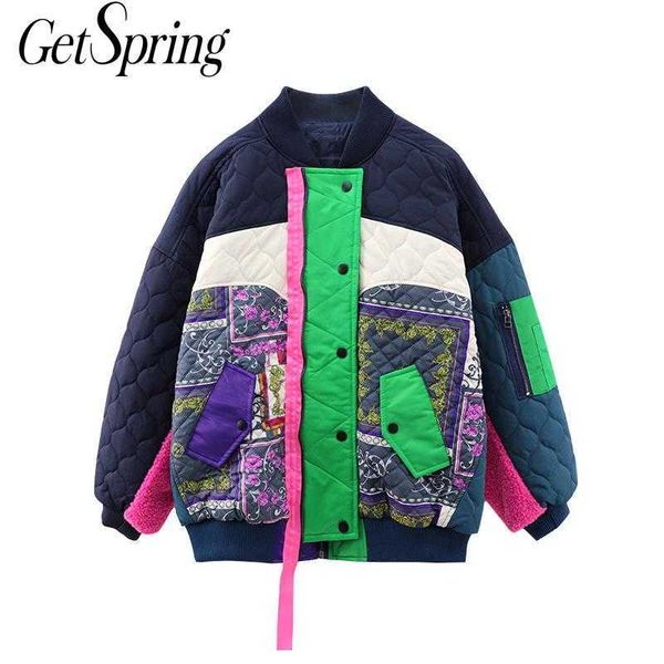 getspring women parka color matching printing winter coat patchwork irregular warm lining overcoat woman 210601, Black
getspring women parka color matching printing winter coat patchwork irregular warm lining overcoat woman 210601, Black