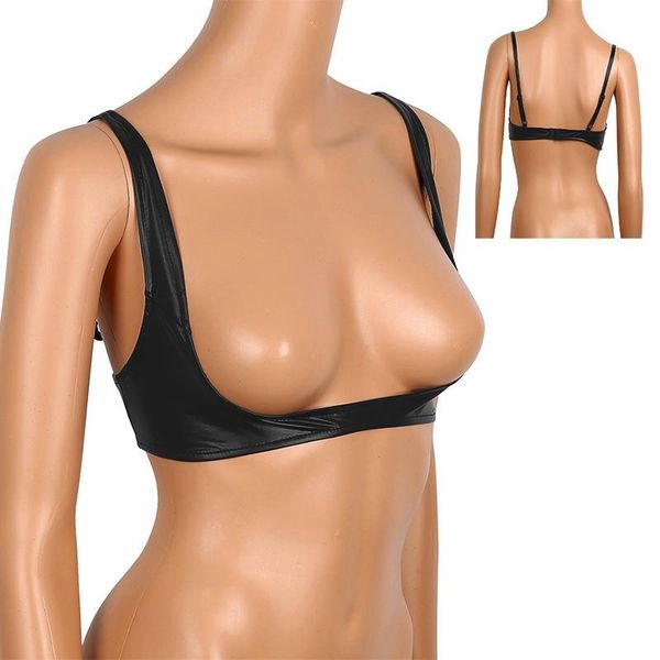 bras iefiel womens lingerie exotic fashion faux leather adjustable wire-open cup shelf bra exposed breasts nipples, Red;black
bras iefiel womens lingerie exotic fashion faux leather adjustable wire-open cup shelf bra exposed breasts nipples, Red;black