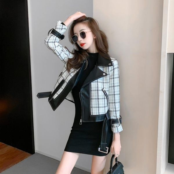 simple patchwork casual pu women short jacket coat plaid tie leather tweed clothing vetement femme coats bh50jk women's jackets, Black;brown
simple patchwork casual pu women short jacket coat plaid tie leather tweed clothing vetement femme coats bh50jk women's jackets, Black;brown