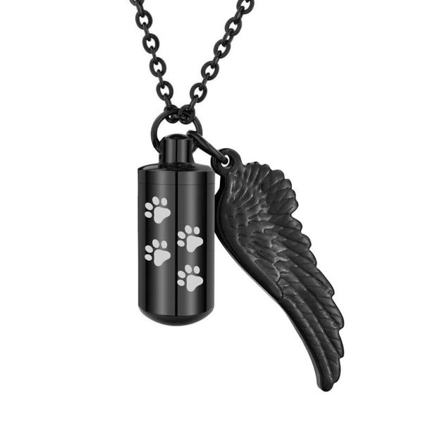 pendant necklaces men fashion black gun stainless steel cylinder jewelry urn holder angel wing charm cremation memorial pet necklace, Silver
pendant necklaces men fashion black gun stainless steel cylinder jewelry urn holder angel wing charm cremation memorial pet necklace, Silver