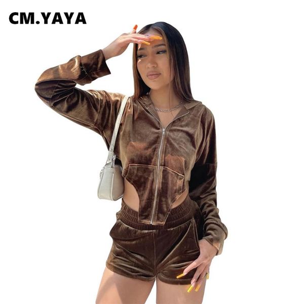 women's tracksuits cm.yaya women set solid full sleeve zip hooded collar crop pockets shorts two 2 piece sets fashion outfit summer, Gray
women's tracksuits cm.yaya women set solid full sleeve zip hooded collar crop pockets shorts two 2 piece sets fashion outfit summer, Gray