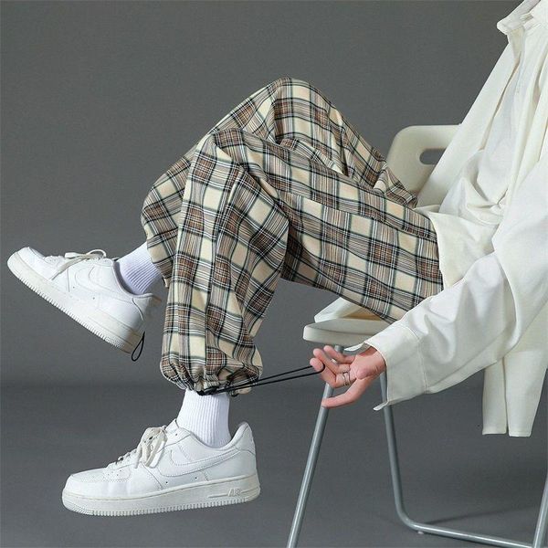 men's pants hybskr oversize drawstring plaid men harajuku fashion casual male trousers hip hop streetwear korean style clothing, Black
men's pants hybskr oversize drawstring plaid men harajuku fashion casual male trousers hip hop streetwear korean style clothing, Black