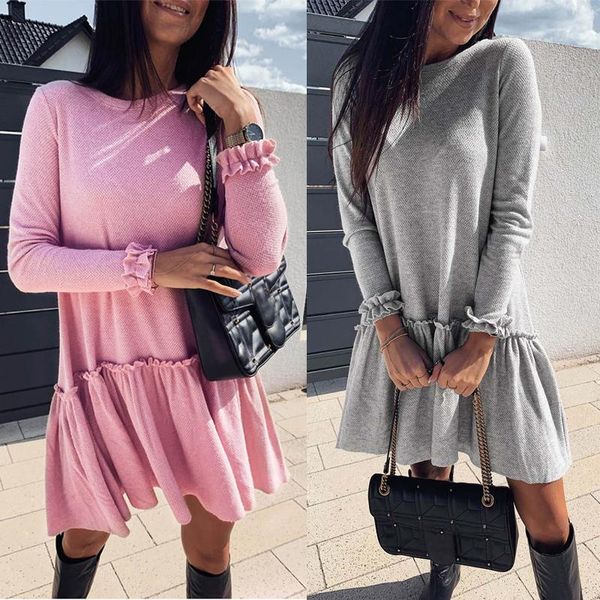 casual dresses elegant vintage a-line dress o neck pink long sleeve ruffle mini female women autumn 2021, Black;gray
casual dresses elegant vintage a-line dress o neck pink long sleeve ruffle mini female women autumn 2021, Black;gray