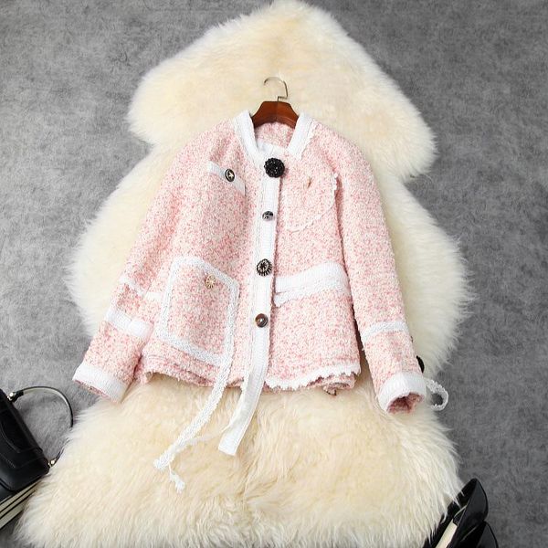 women's wool & blends american european and wear 2021 winter style long - sleeved single breasted fine buttons fashionable tweed coat, Black
women's wool & blends american european and wear 2021 winter style long - sleeved single breasted fine buttons fashionable tweed coat, Black