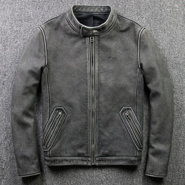 men's leather & faux cowskin 2021 vintage gray designerthick genuine large size jacket male casual european american zipper coat, Black
men's leather & faux cowskin 2021 vintage gray designerthick genuine large size jacket male casual european american zipper coat, Black