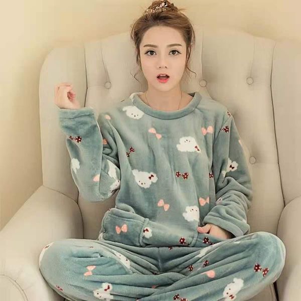 winter pajamas set flannel girl women sleepwear nightgown long sleeve cute shirt pant sleep, Black;red
winter pajamas set flannel girl women sleepwear nightgown long sleeve cute shirt pant sleep, Black;red