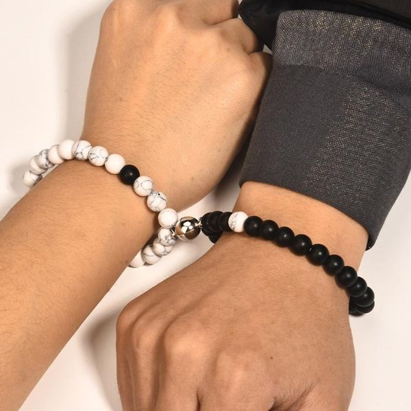 link, chain 2pc magnetic couple bracelet lover mutual attraction volcanic stone kit c1fc, Black
link, chain 2pc magnetic couple bracelet lover mutual attraction volcanic stone kit c1fc, Black