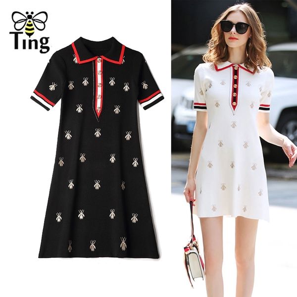 designer style preppy peter pan collar bee embroidery mini dress lady casual knitting short vestidos fashion 210513, Black;gray
designer style preppy peter pan collar bee embroidery mini dress lady casual knitting short vestidos fashion 210513, Black;gray