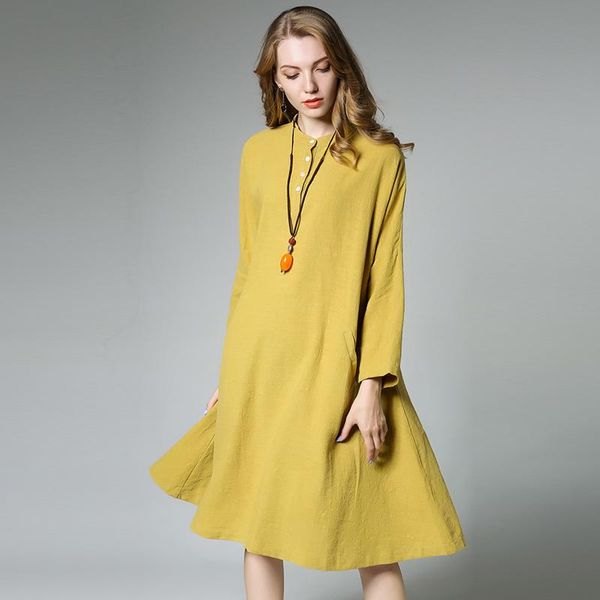 casual dresses 2021 autumn large size dress medium style stand collar cotton and linen loose long-sleeved plus-size shirt, Black;gray
casual dresses 2021 autumn large size dress medium style stand collar cotton and linen loose long-sleeved plus-size shirt, Black;gray