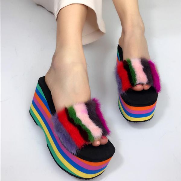 slippers multi striped slipper colorful platform sole ladies peep toe leisure slides beach shoes, Black
slippers multi striped slipper colorful platform sole ladies peep toe leisure slides beach shoes, Black