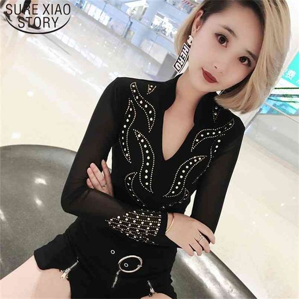 mesh shirt v-neck pullover diamonds blouse spring women long sleeve shirts bottoming loose 8038 50 210506, White
mesh shirt v-neck pullover diamonds blouse spring women long sleeve shirts bottoming loose 8038 50 210506, White