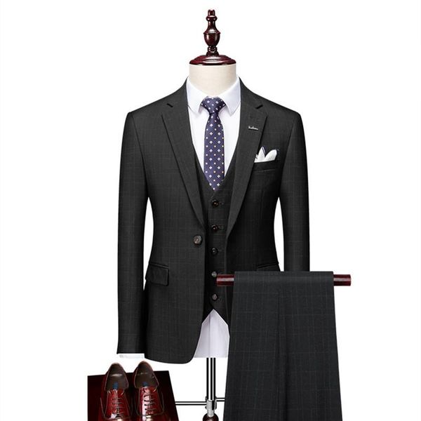 three-piece blazer male formal business plaids suits for men's fashion boutique plaid wedding dress suit jacket + vest pants & blazers, White;black
three-piece blazer male formal business plaids suits for men's fashion boutique plaid wedding dress suit jacket + vest pants & blazers, White;black